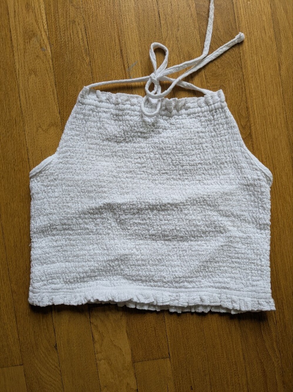 White Textured Halter Top